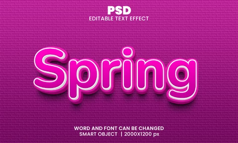 PSD Efecto texto 3d primavera rosa