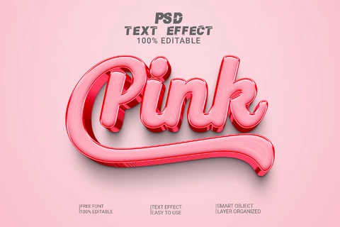PSD Universidad metálica rosa efecto de texto 3d