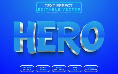 AI,EPS Efecto de texto Hero