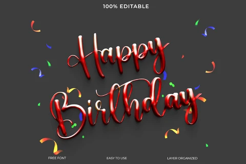 PSD Efecto de estilo de texto Feliz cumpleaños