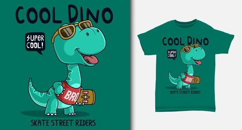 EPS,JPG Cartoon Style Dinosaur T-Shirt Design