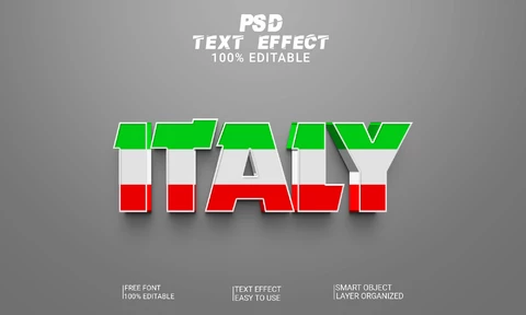 PSD Drapeau de l'Italie 3d font font style effect