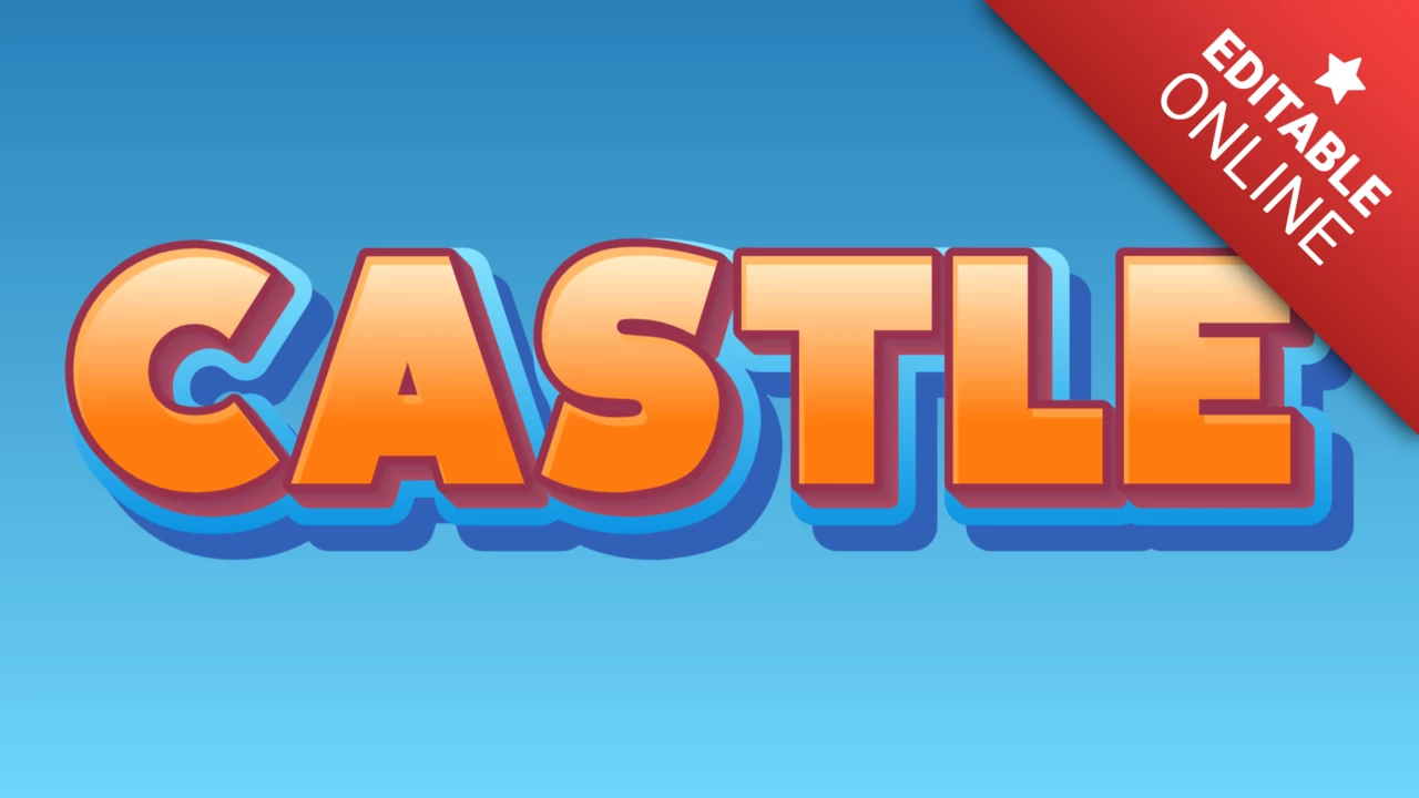 Tekst 3D videospel oranje blauw