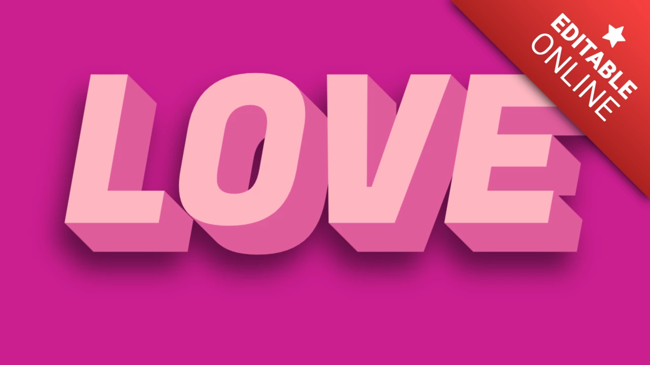 Różowy tekst 3D z napisem Love