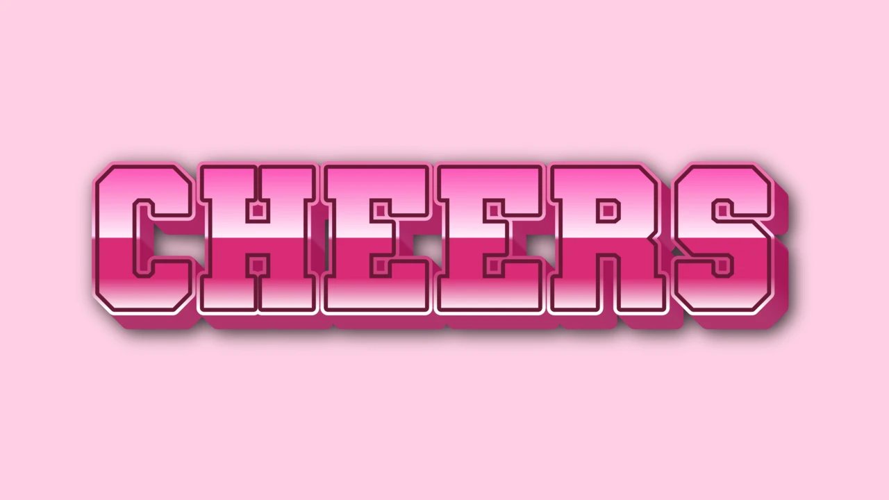 Shiny Pink Bold Block Varsity Typo Effect