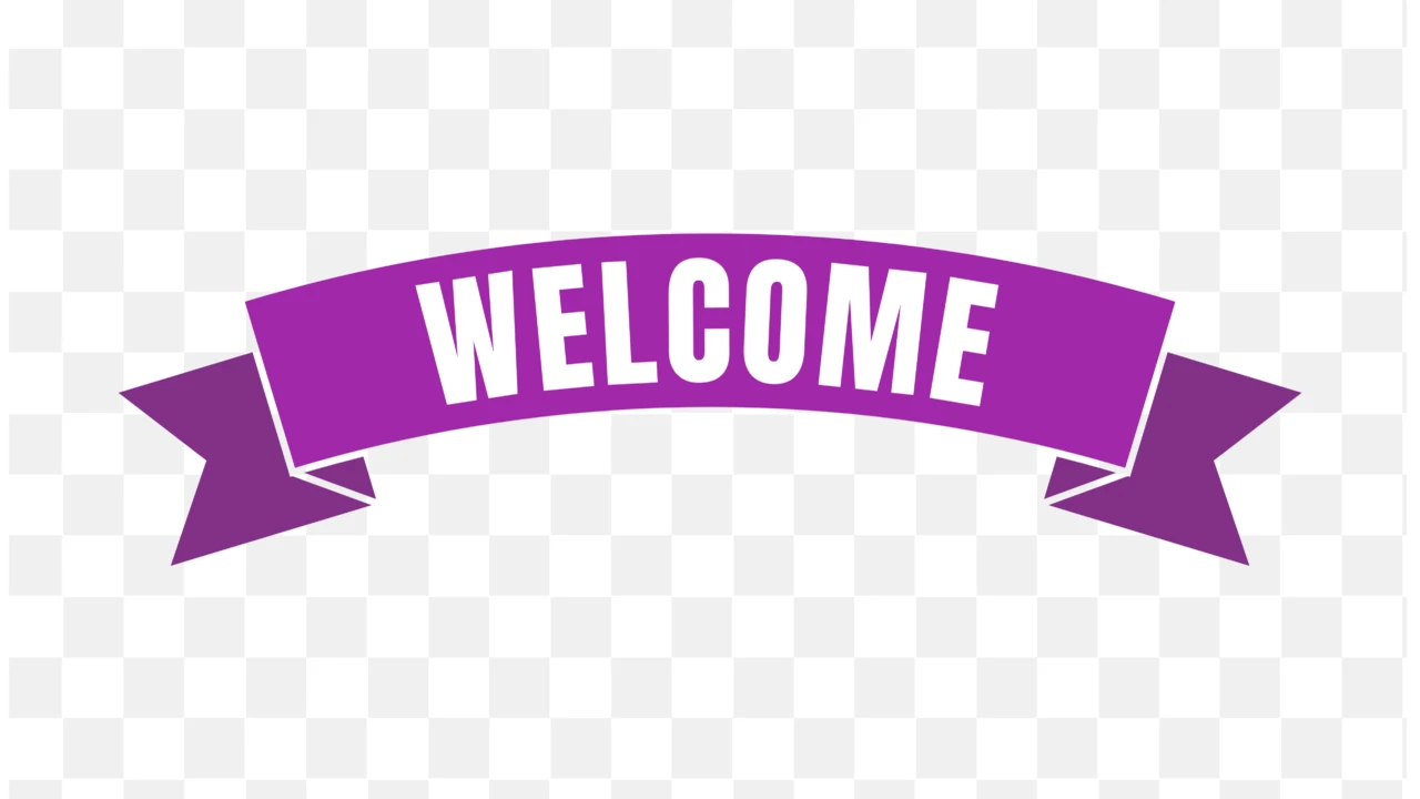 Purple Ribbon Banner Welcome Text Effect