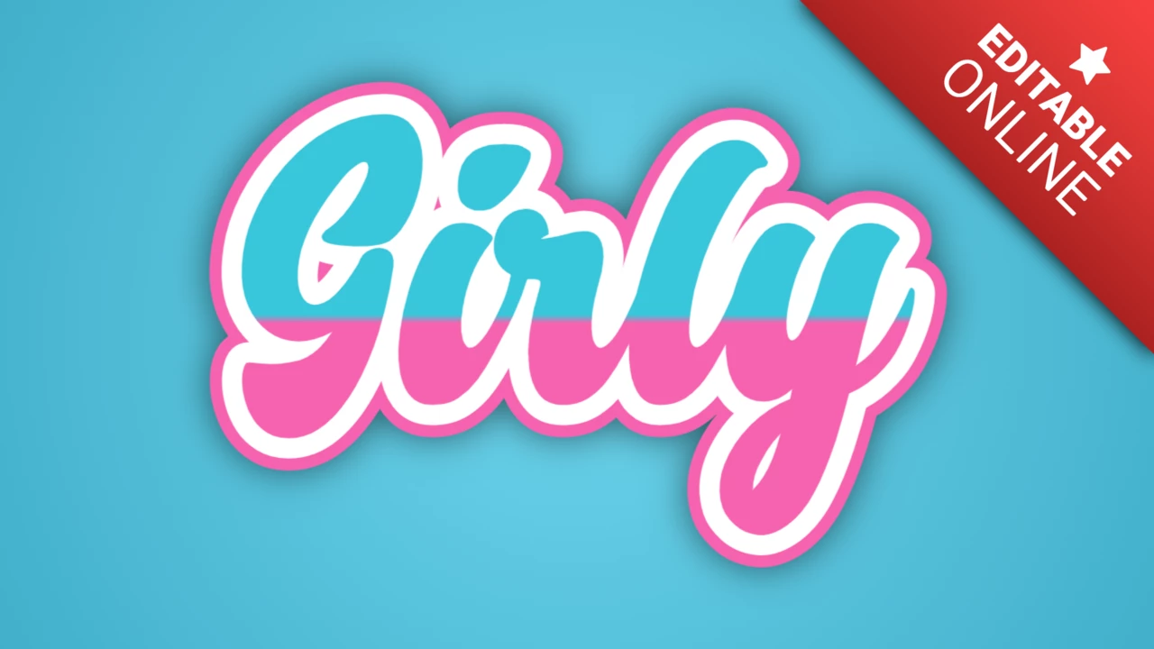 Rosa und türkisfarbener Text im Sticker-Stil