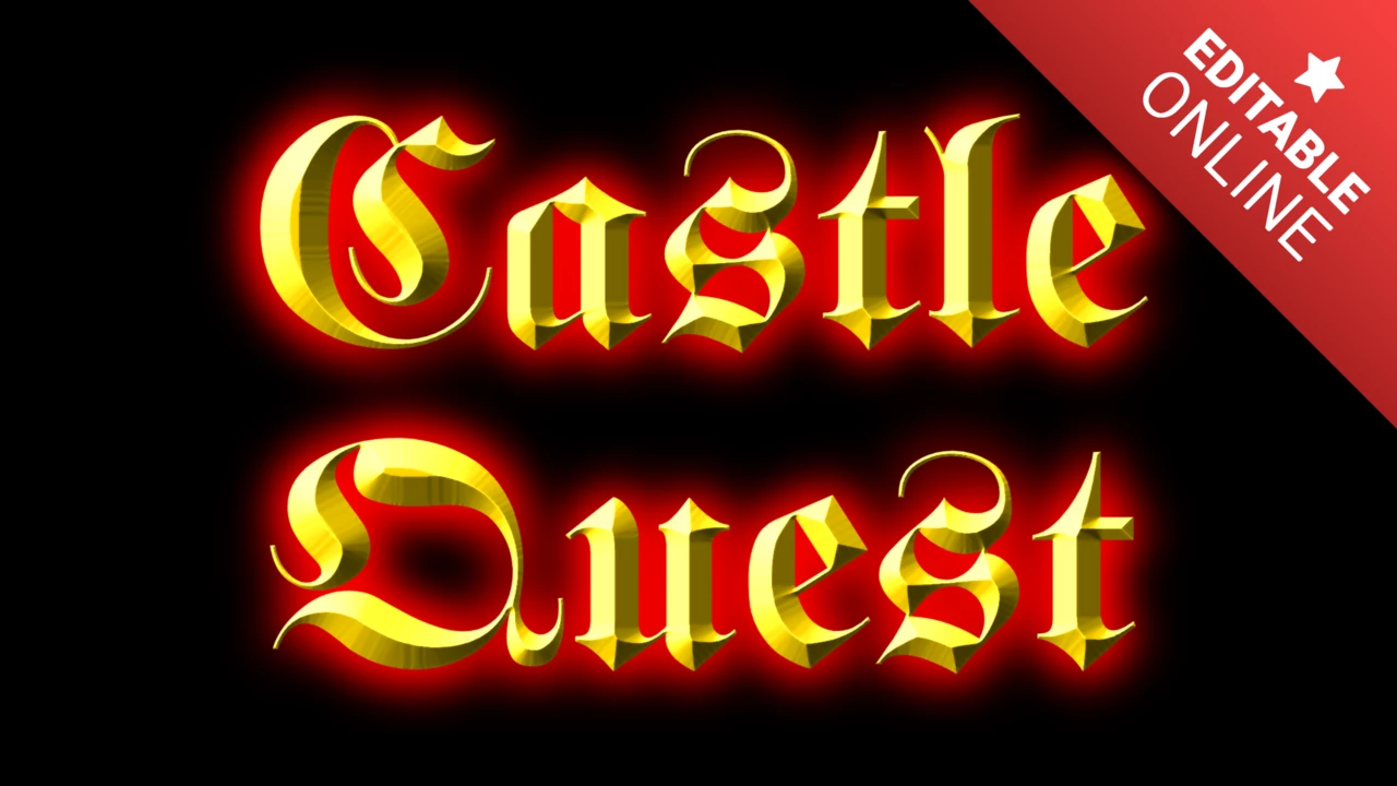 Texto medieval amarillo efecto halo rojo
