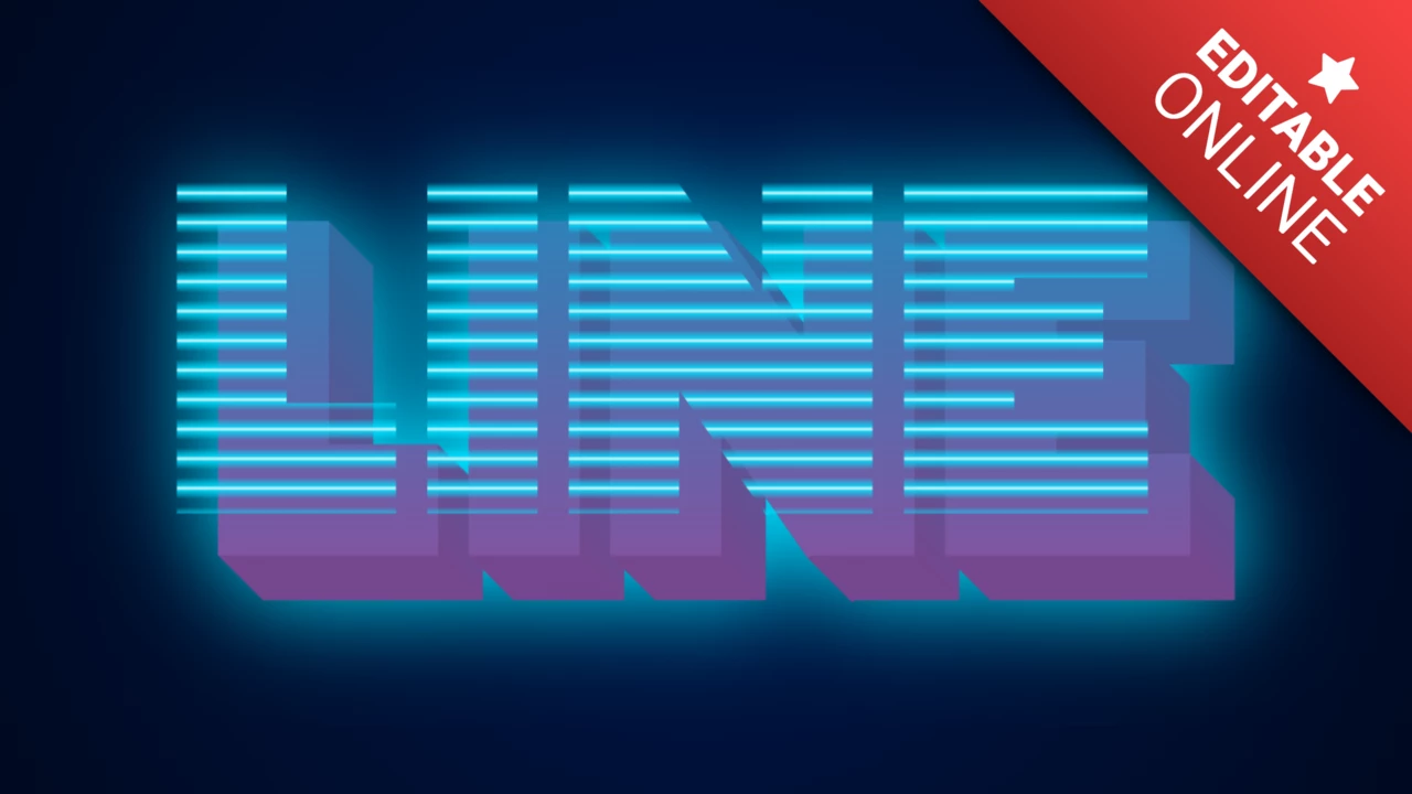 Blue 3D text with neon effect