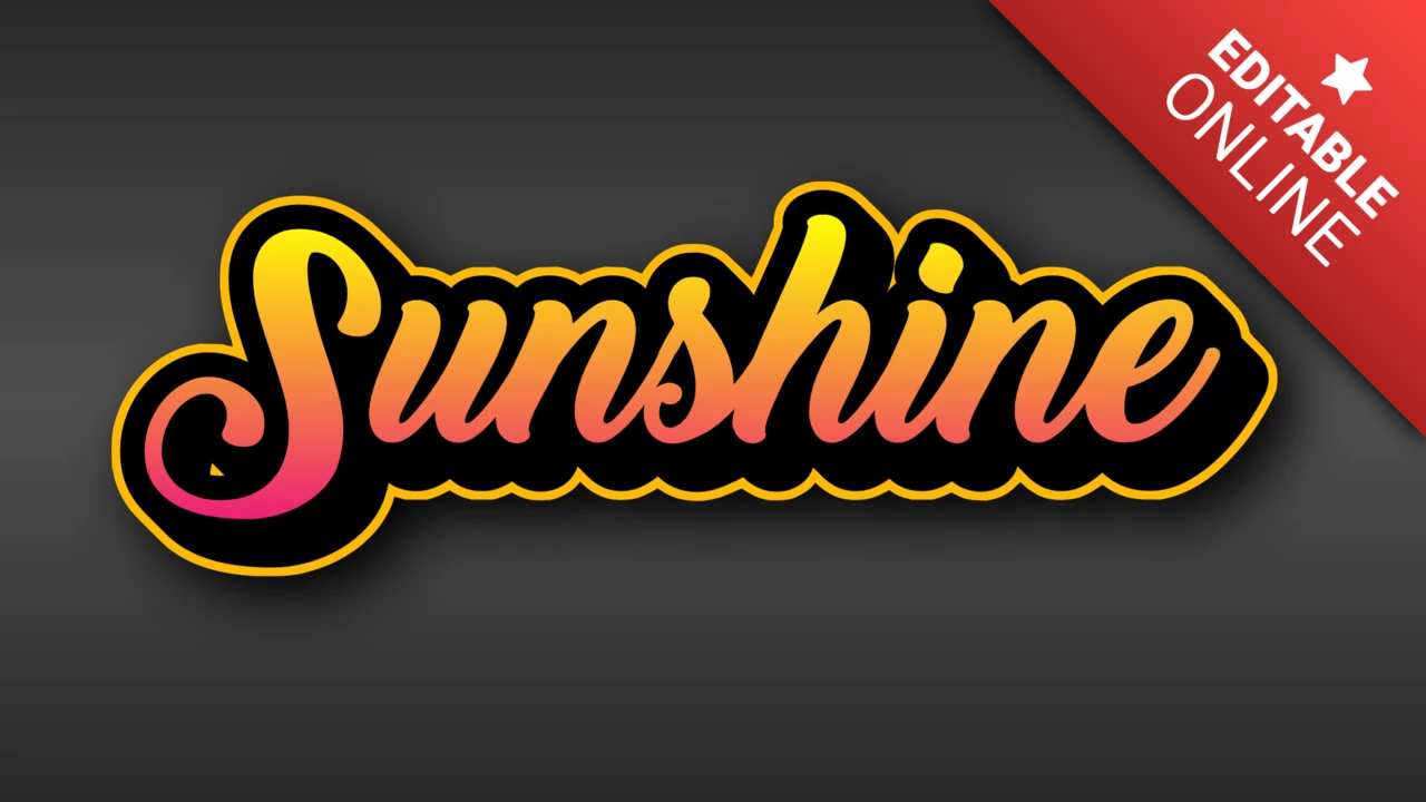 Texte 3D jaune et rose Coucher de soleil