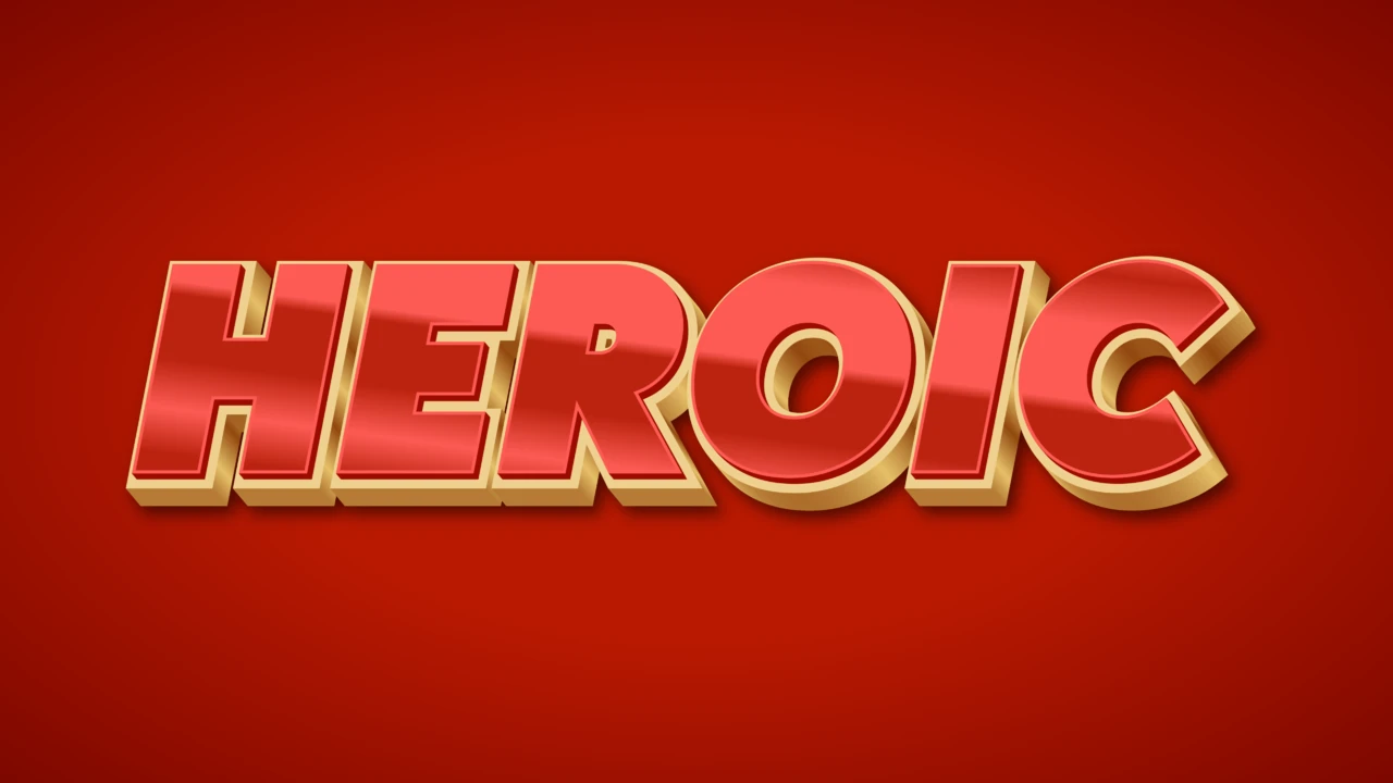 Shiny Red 3D Super Hero Style Text Effect