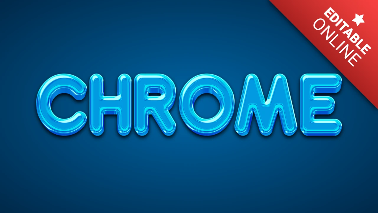 Efeito de texto cromado azul metálico