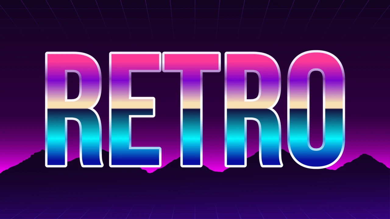 Shiny Neon Gradient Retrowave Typography Effect