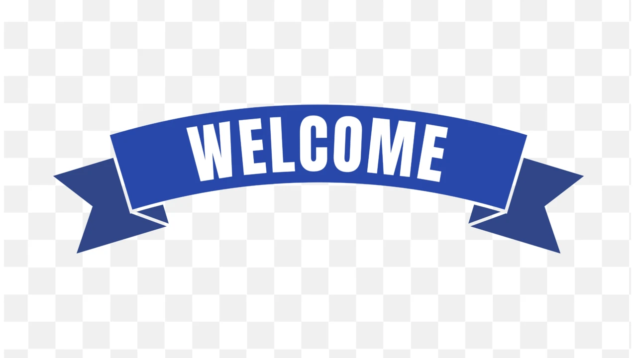 Blue Ribbon Banner Welcome Text Effect