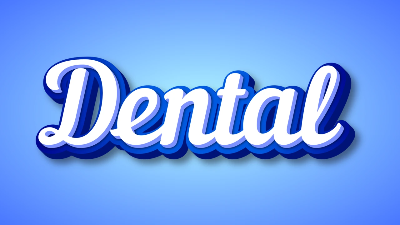 Blue Script Dental Branding 3D Text Effect