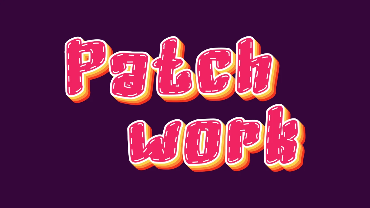 Estilo de texto 3D de patchwork hecho a mano
