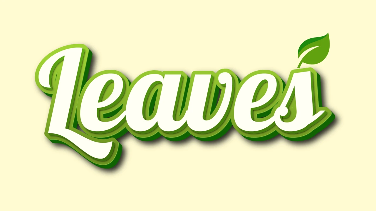 Green Layered Nature Inspired Leaves 3D Typo Effect