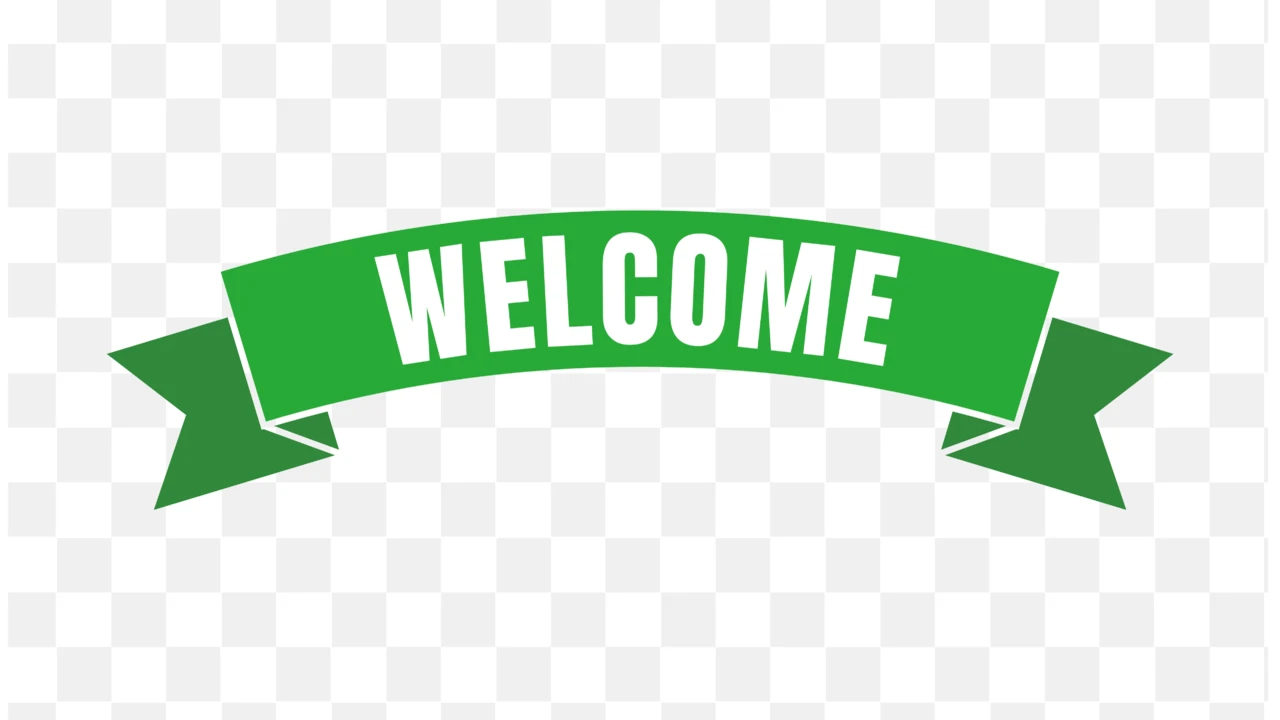 Green Ribbon Banner Welcome Text Effect