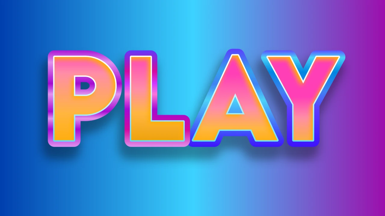 Glanzend retro neon verloop speels typografie-effect