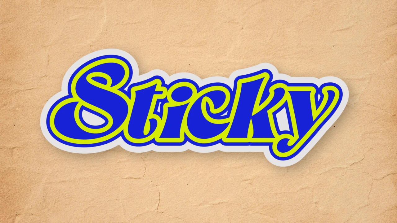 Efecto de texto estilo pegatina retro azul y amarillo