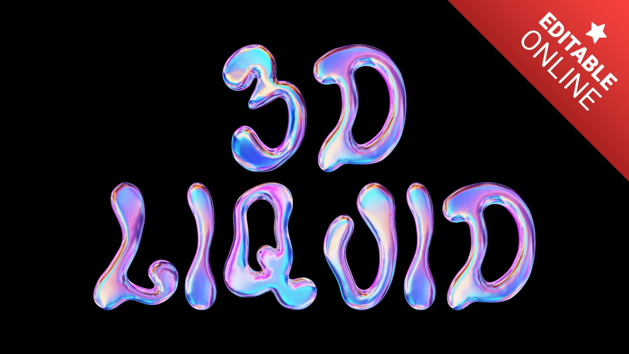 3d holografischer flüssigtext-effekt