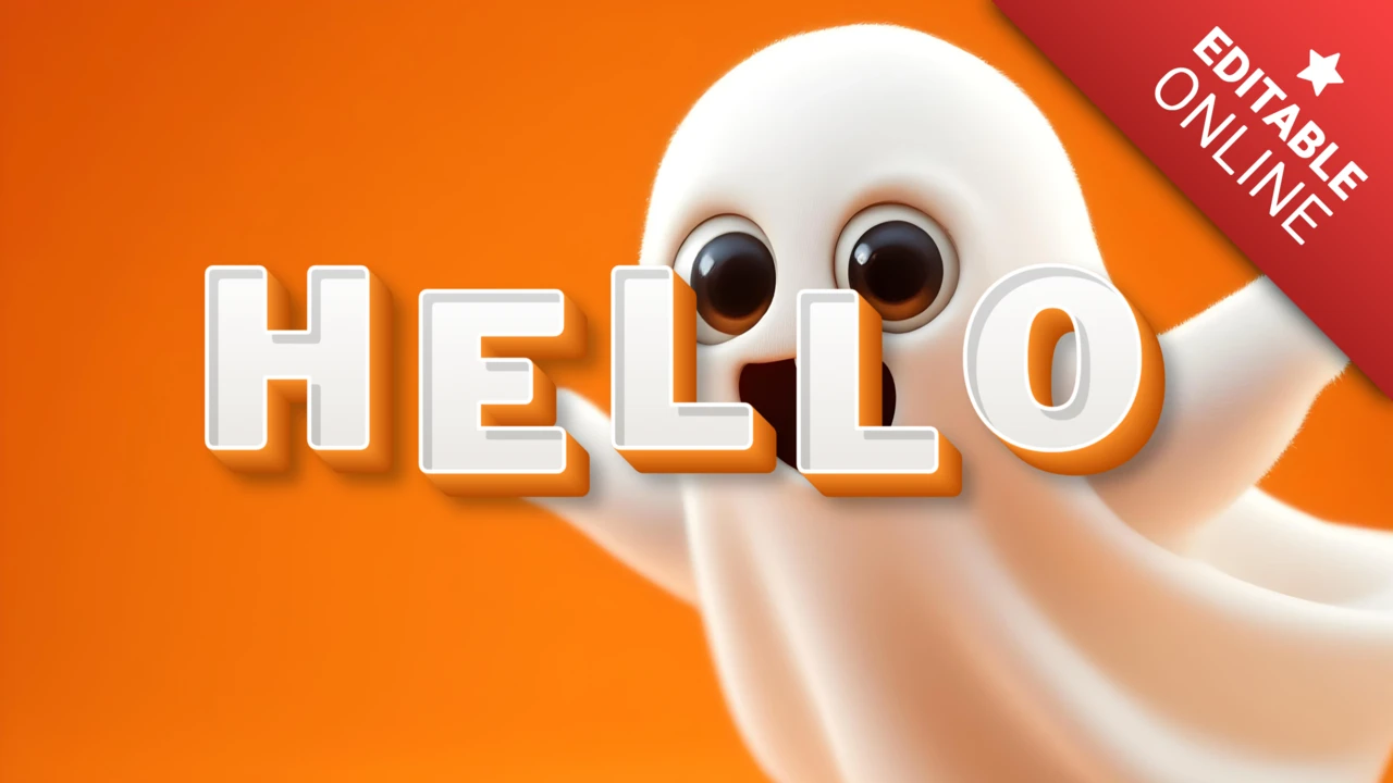 Fantôme d'Halloween avec effet de texte orange 3d personnalisé