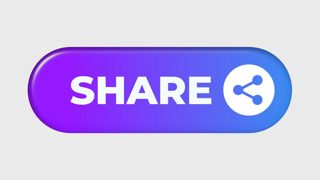 Lila Glasverlauf Social Share Button Stil