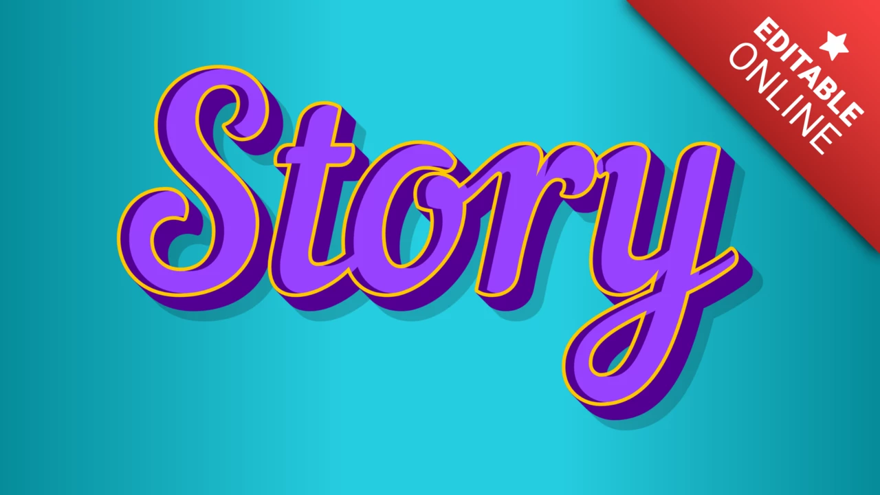 Verhaal paars 3d lettertype tekst effect