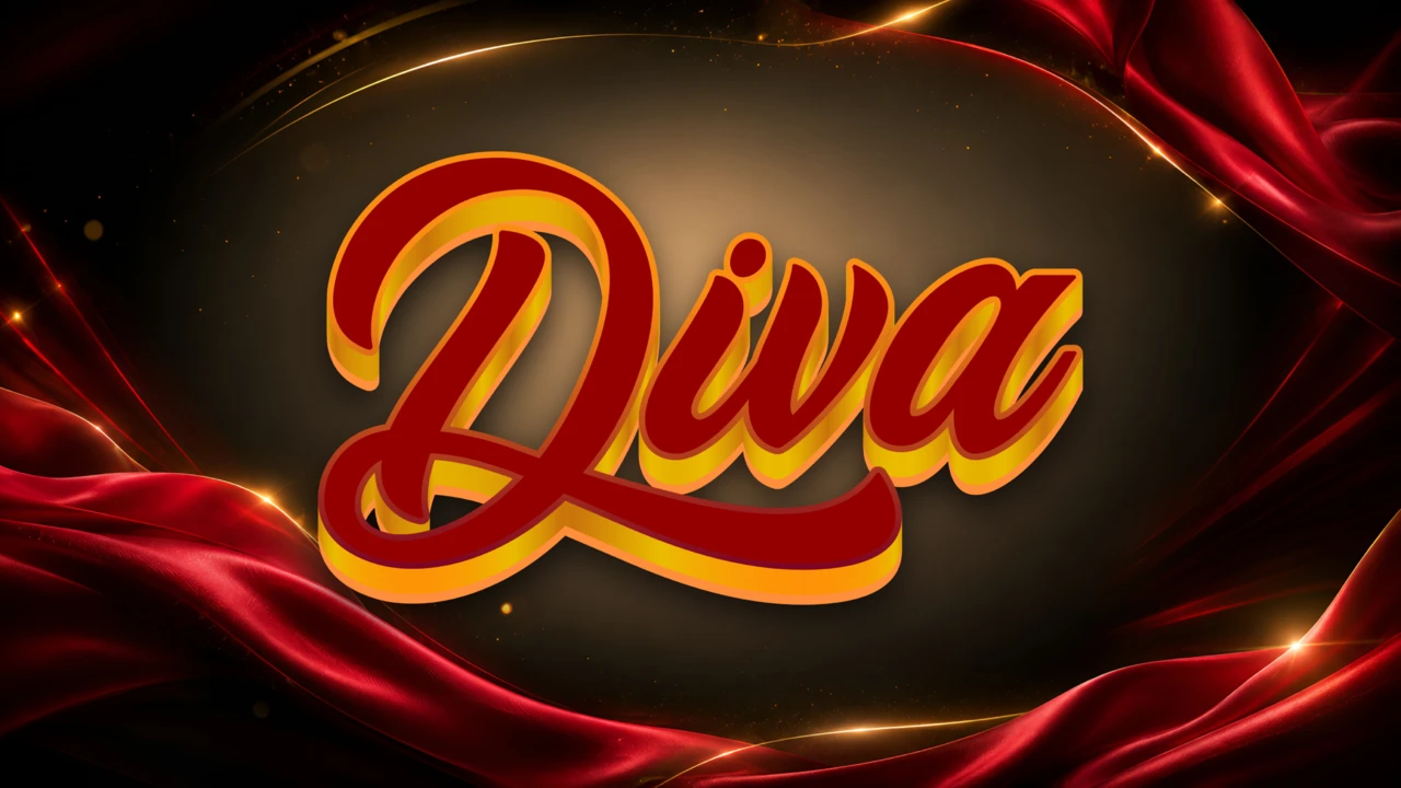 Elegante effetto testo 3D diva rosso e oro