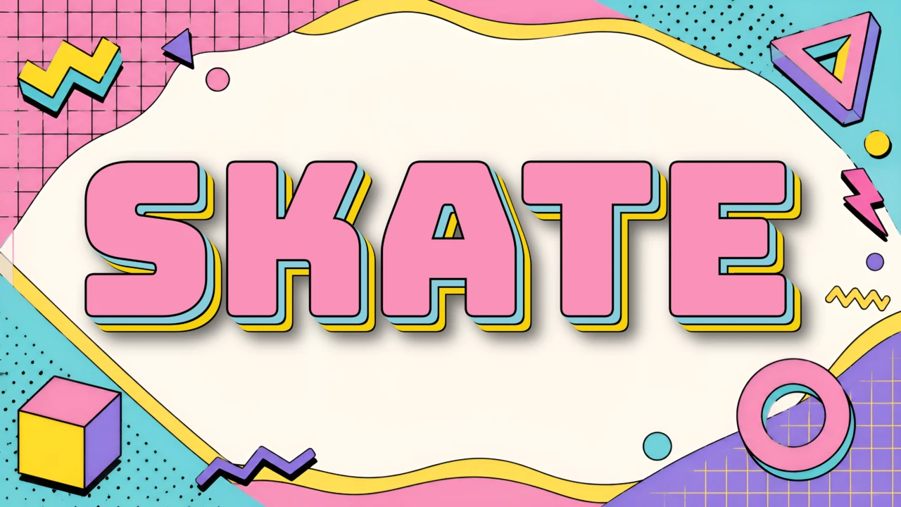 80s Skateboard Memphis Style Typo Effect