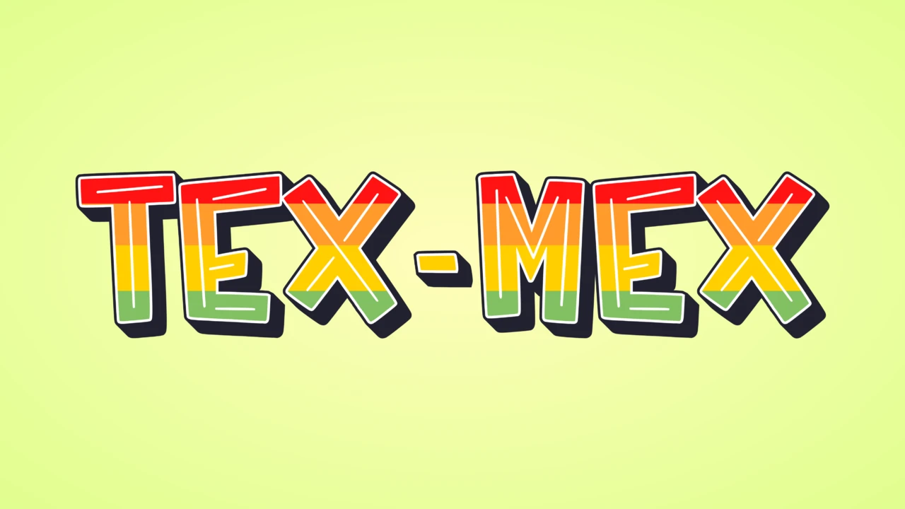 Efecto de texto tex-mex colorido y caprichoso