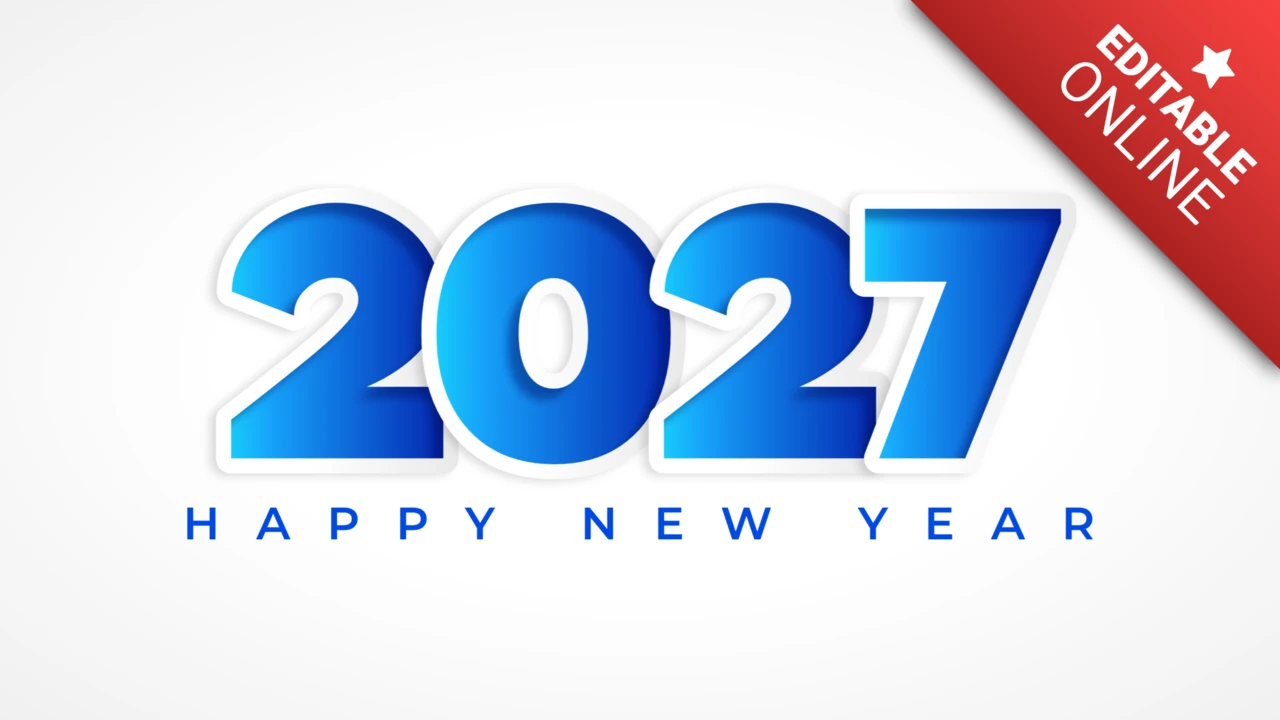Feliz ano novo 2027 efeito de texto azul