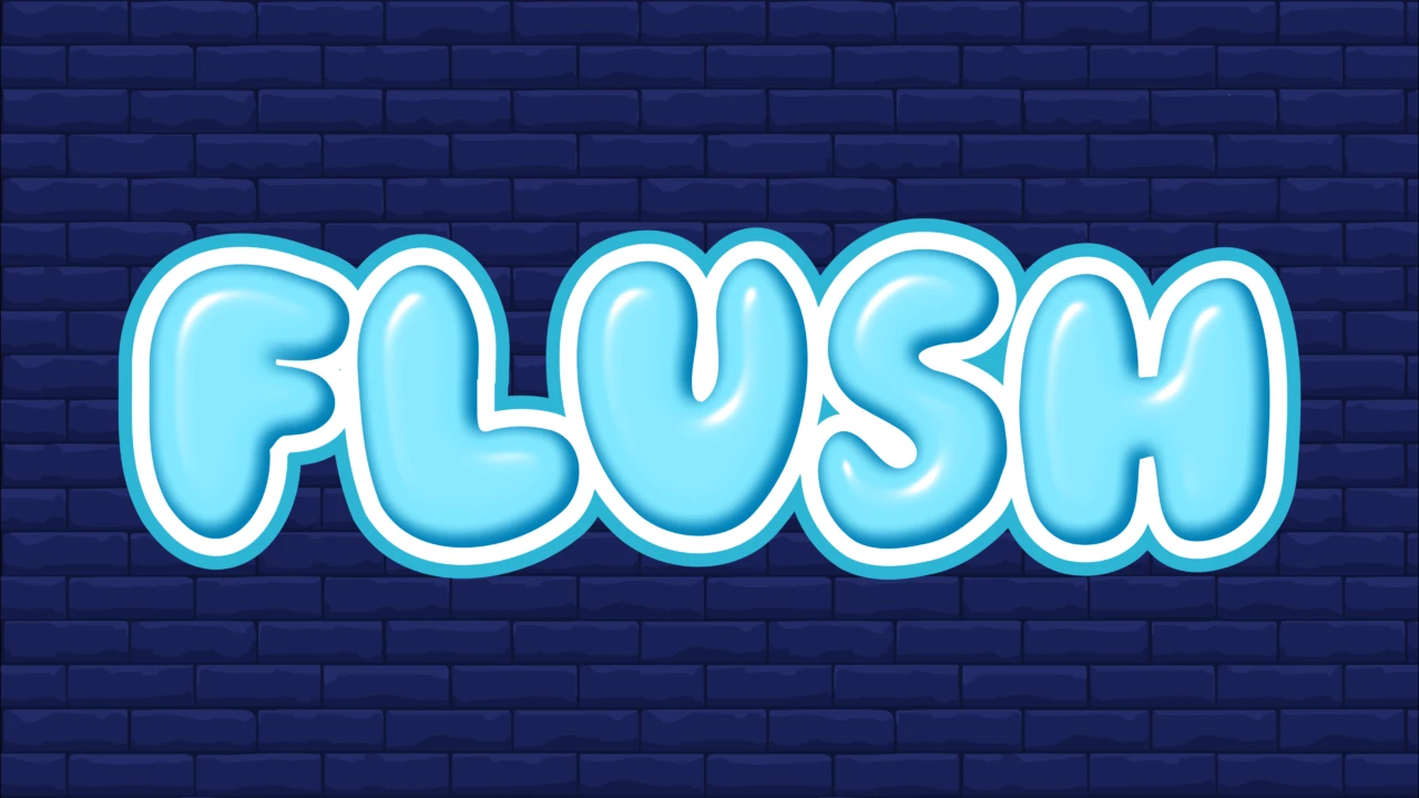 Cartoonbel blauw glanzend flush teksteffect