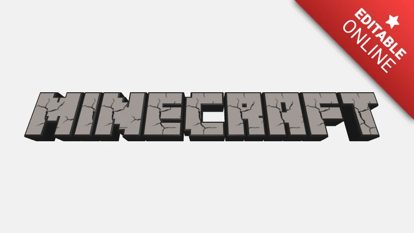 Modello di testo 3D animato in pietra crepata di Minecraft