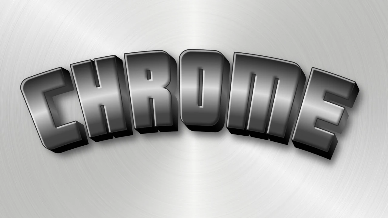 3D Shiny Chrome Typography Effect