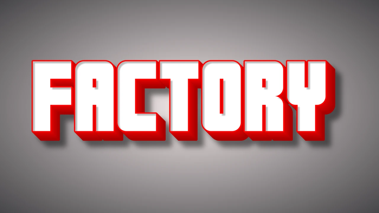 Bold Red 3D Industrial Text Effect