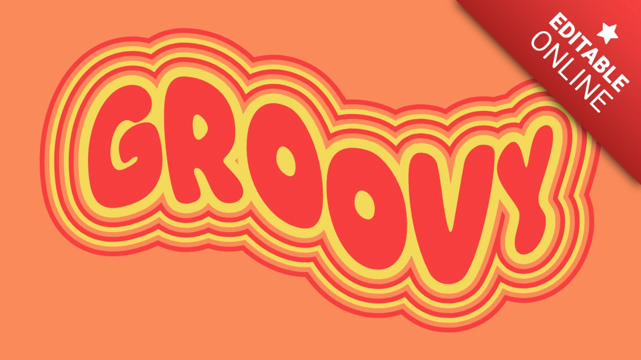Efecto de texto retro de pegatina años 70 80 groovy
