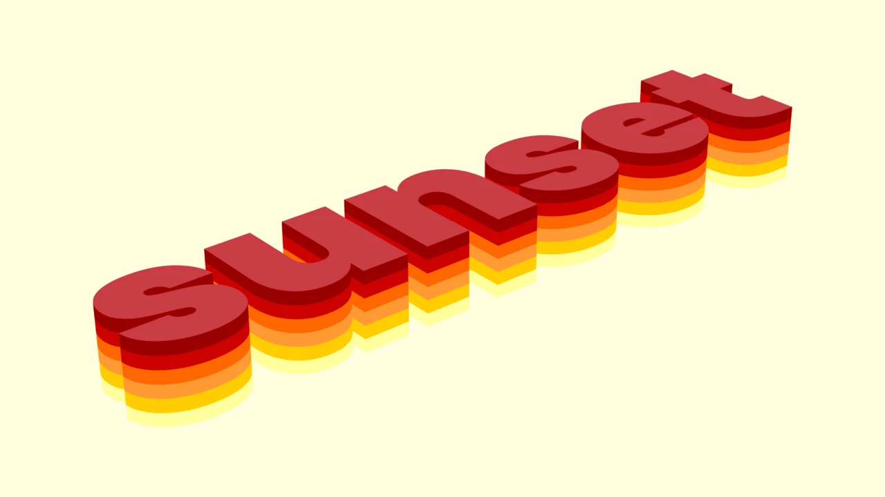 Retro Layered Sunset 3D Text Effect