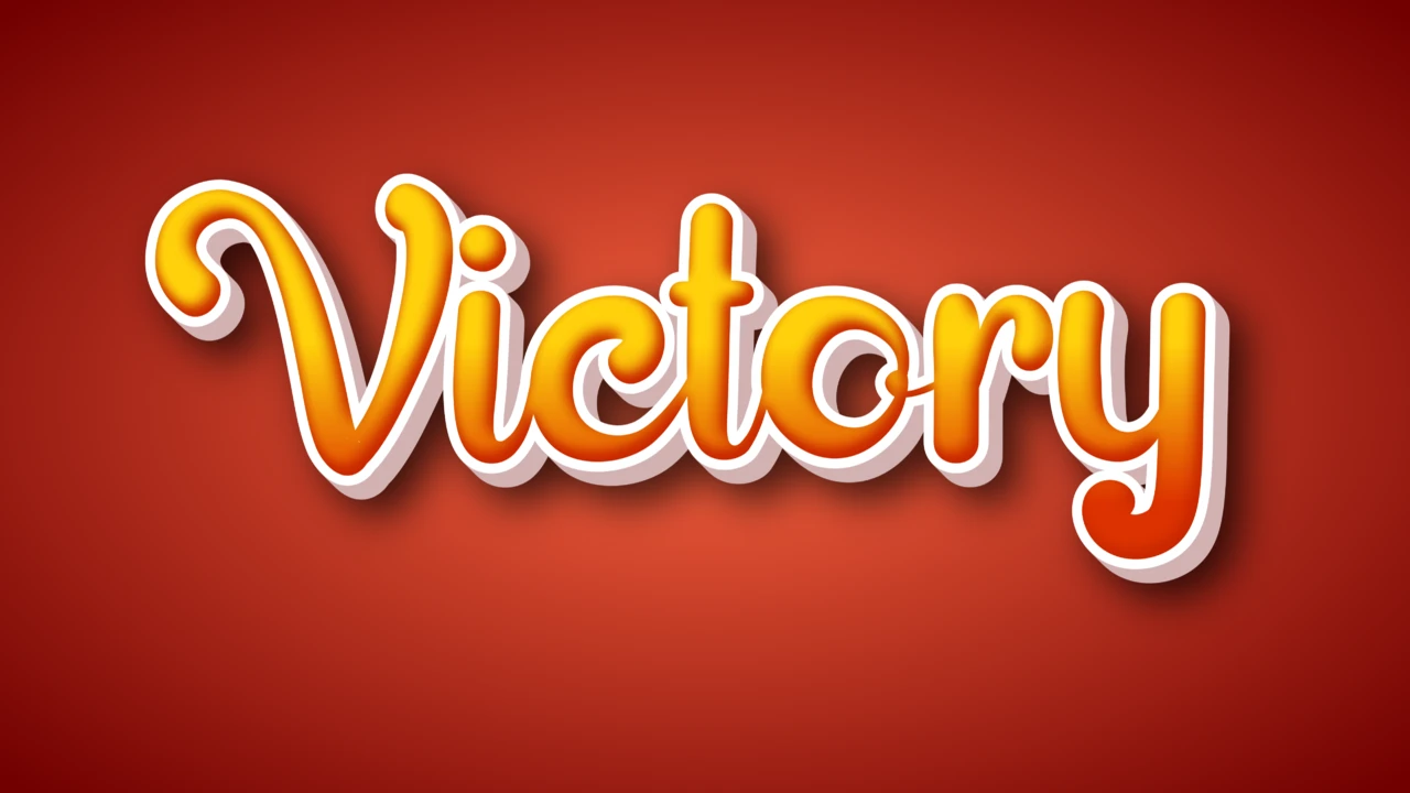 Bold Orange Gradient Victory 3D Text Effect