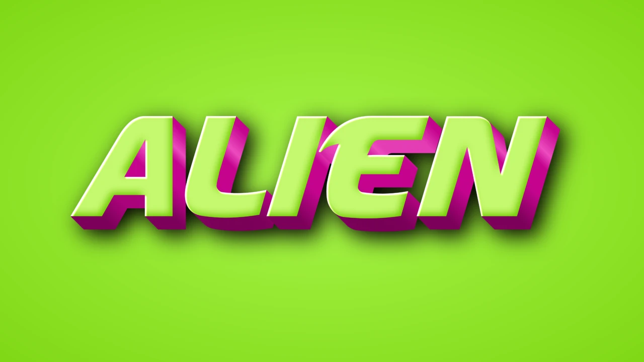 Efeito de texto 3D verde alienígena