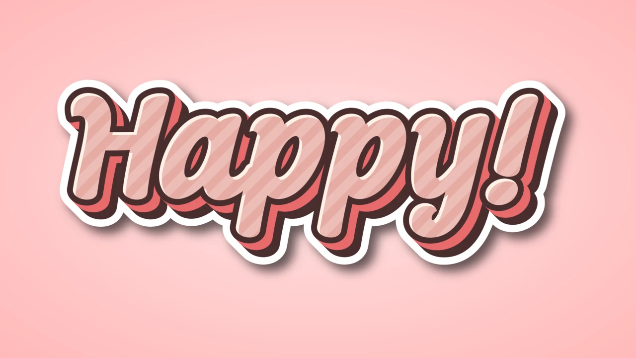 Whimsy Cartoonish Pink Layered Sticker 3D Text Effect