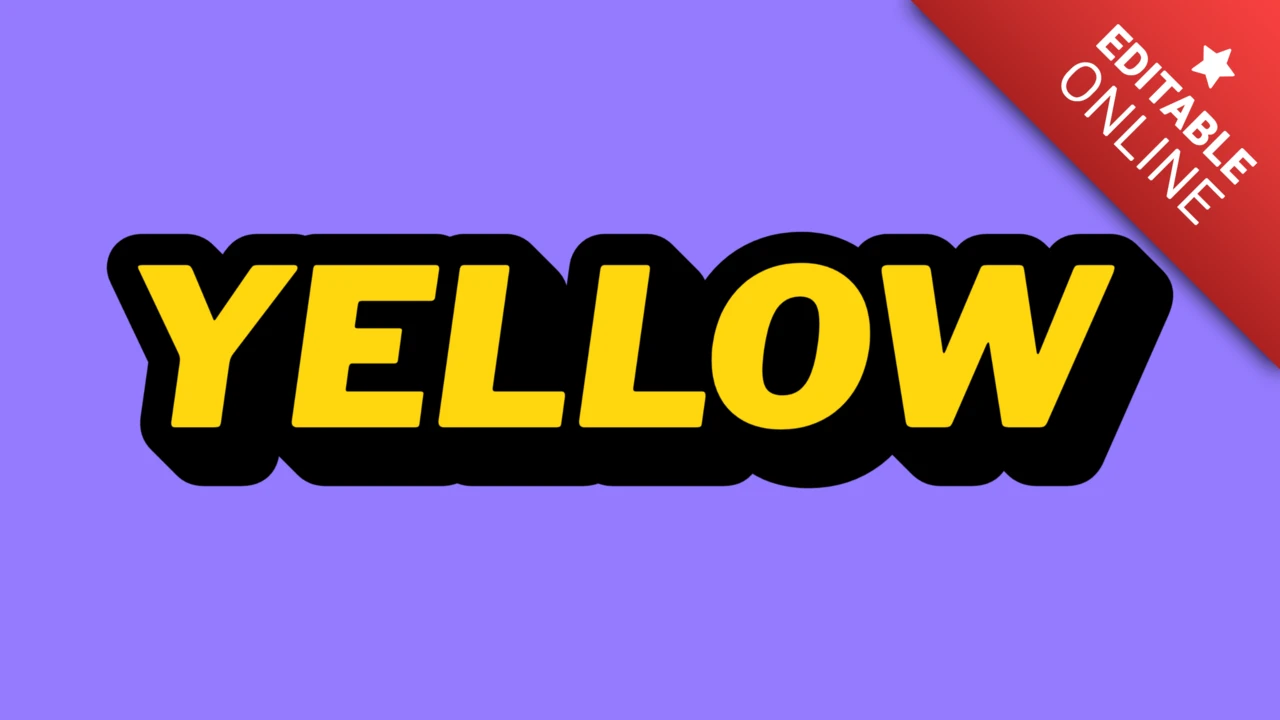 Texto 3d amarillo con trazo negro
