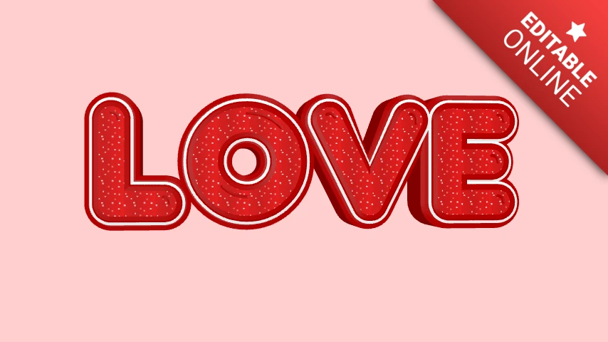 Efeito de texto animado 3D de amor vermelho cintilante