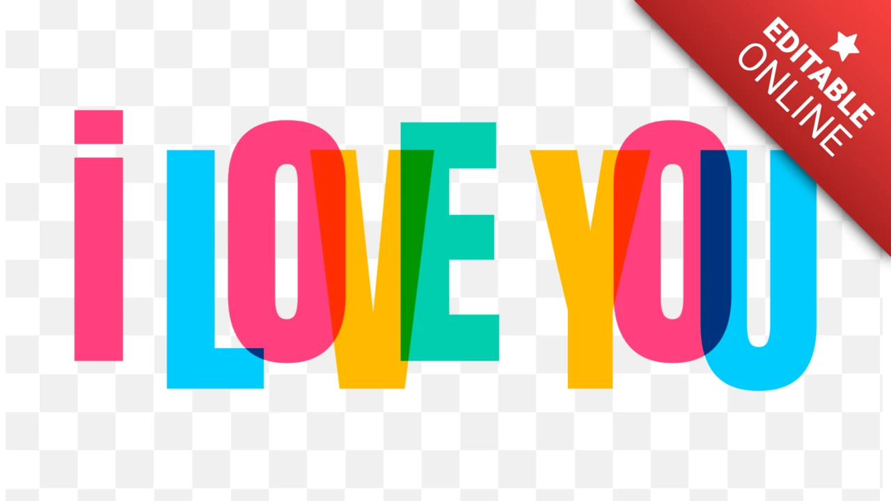 I Love You Colorful Lettering Text