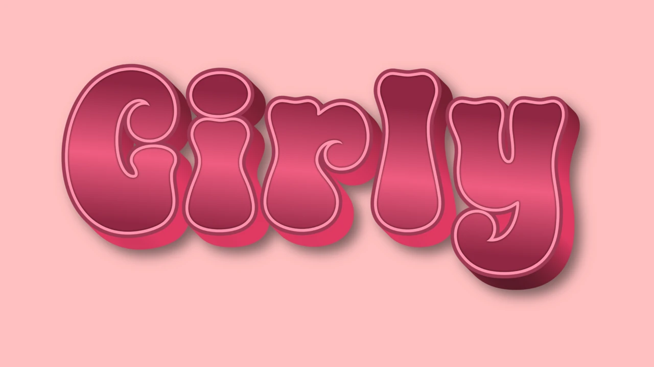 Havalı kızsı parlak pembe tipografi efekti
