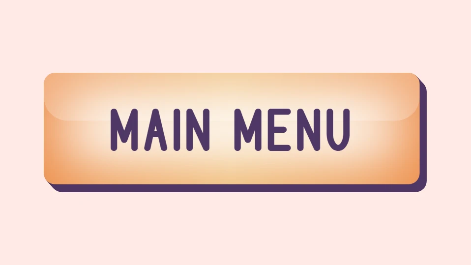 Błyszczący pomarańczowy płaski klikalny przycisk menu
