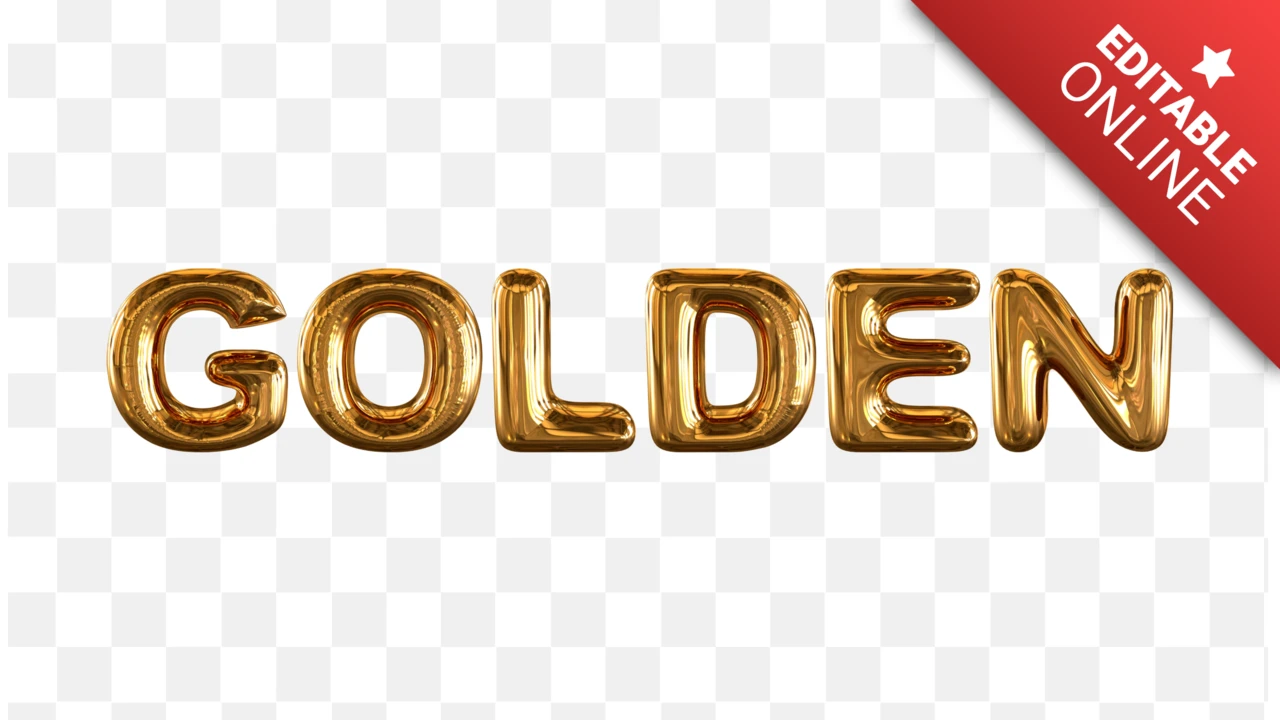 Texto realista em balão dourado