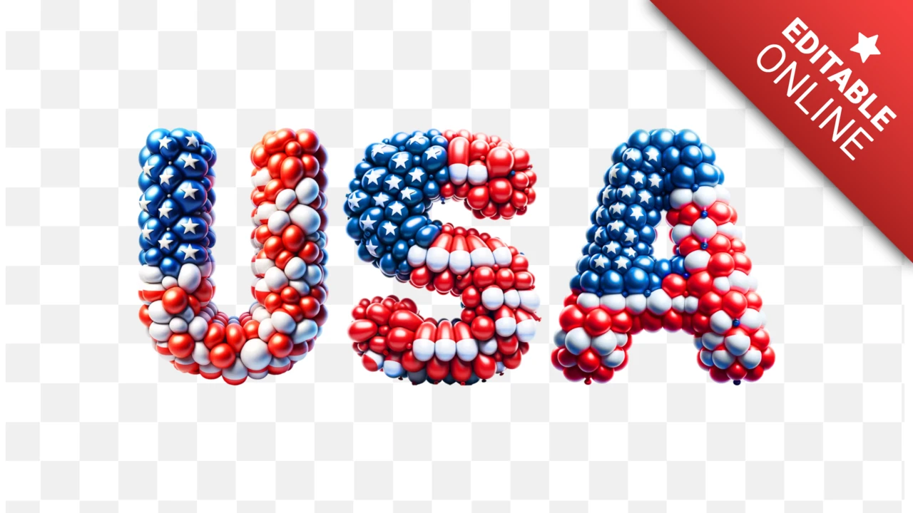 Bandiera americana font alfabeto piccolo palloncino