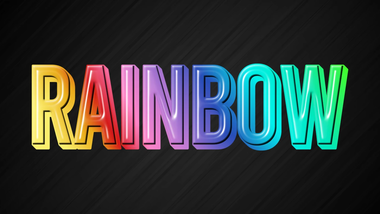 Rainbow Gradient Glossy 3D Text Effect