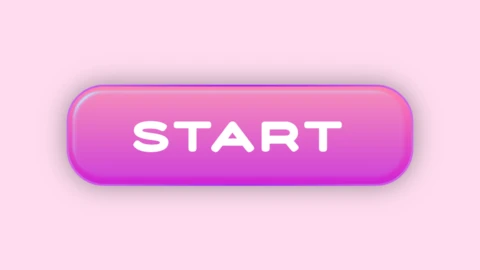Bouton de démarrage cliquable brillant arrondi en dégradé rose
